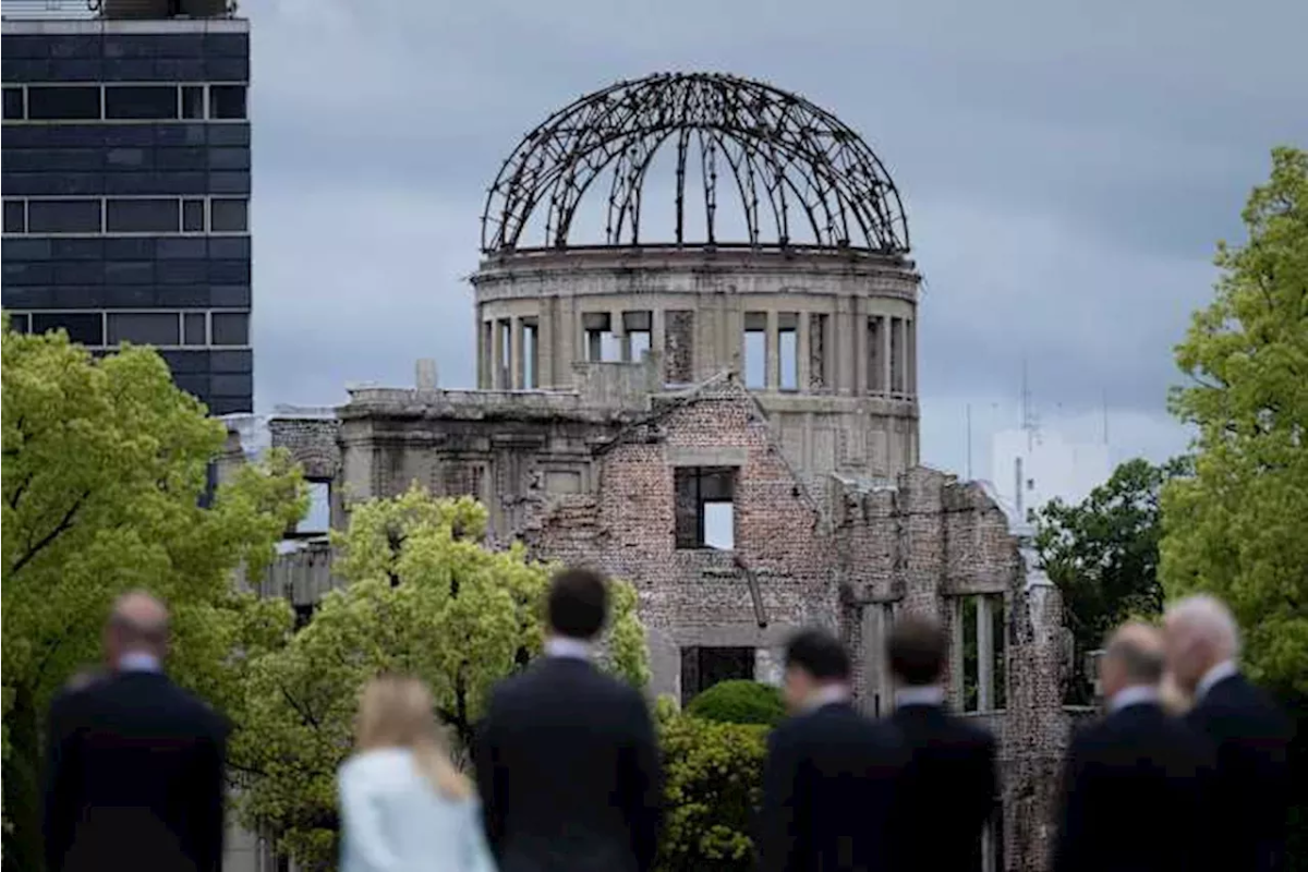 Credits: Atomic Bomb Dome at the Peace Memorial Park in Hiroshima (Brendan Smialowski/Pool Photo via AP)