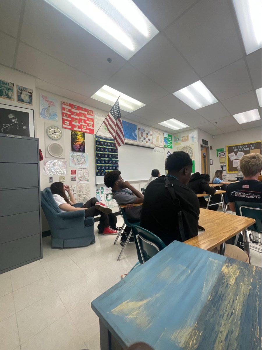 Modern classroom during school.